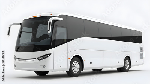 3D render image representing an luxury bus.An image of a Bus isolated on a white background.Coach Bus Isolated
 photo