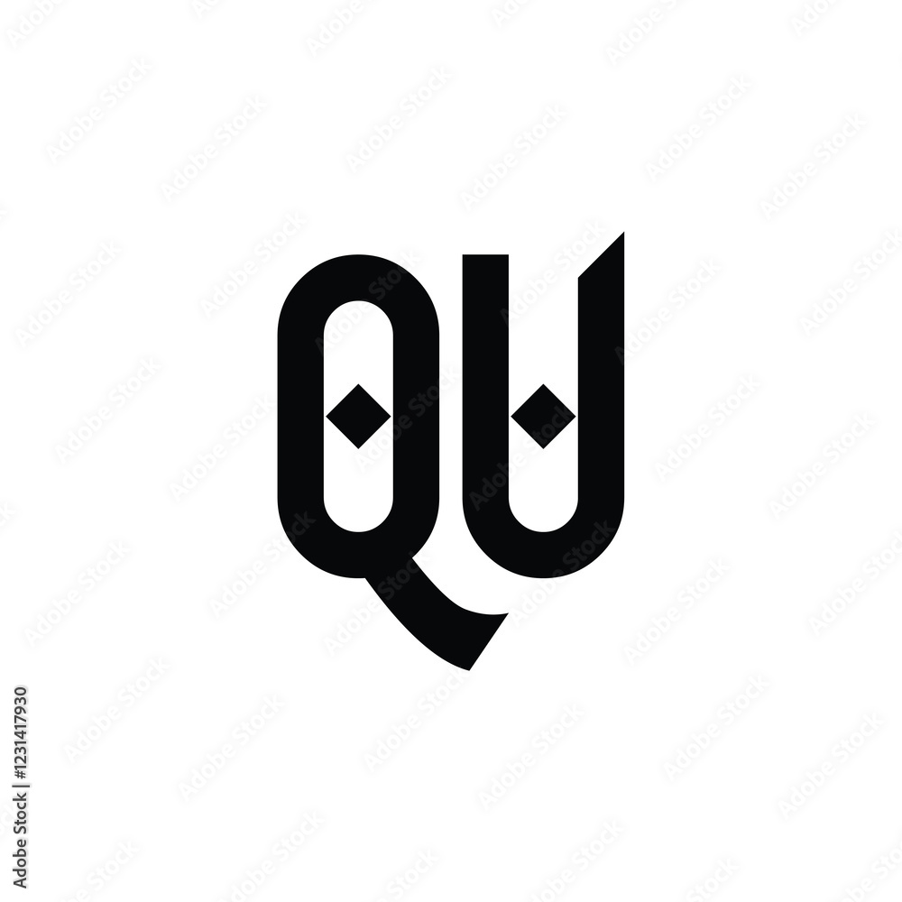 QU monogram logo design letter text name symbol monochrome logotype alphabet character simple logo