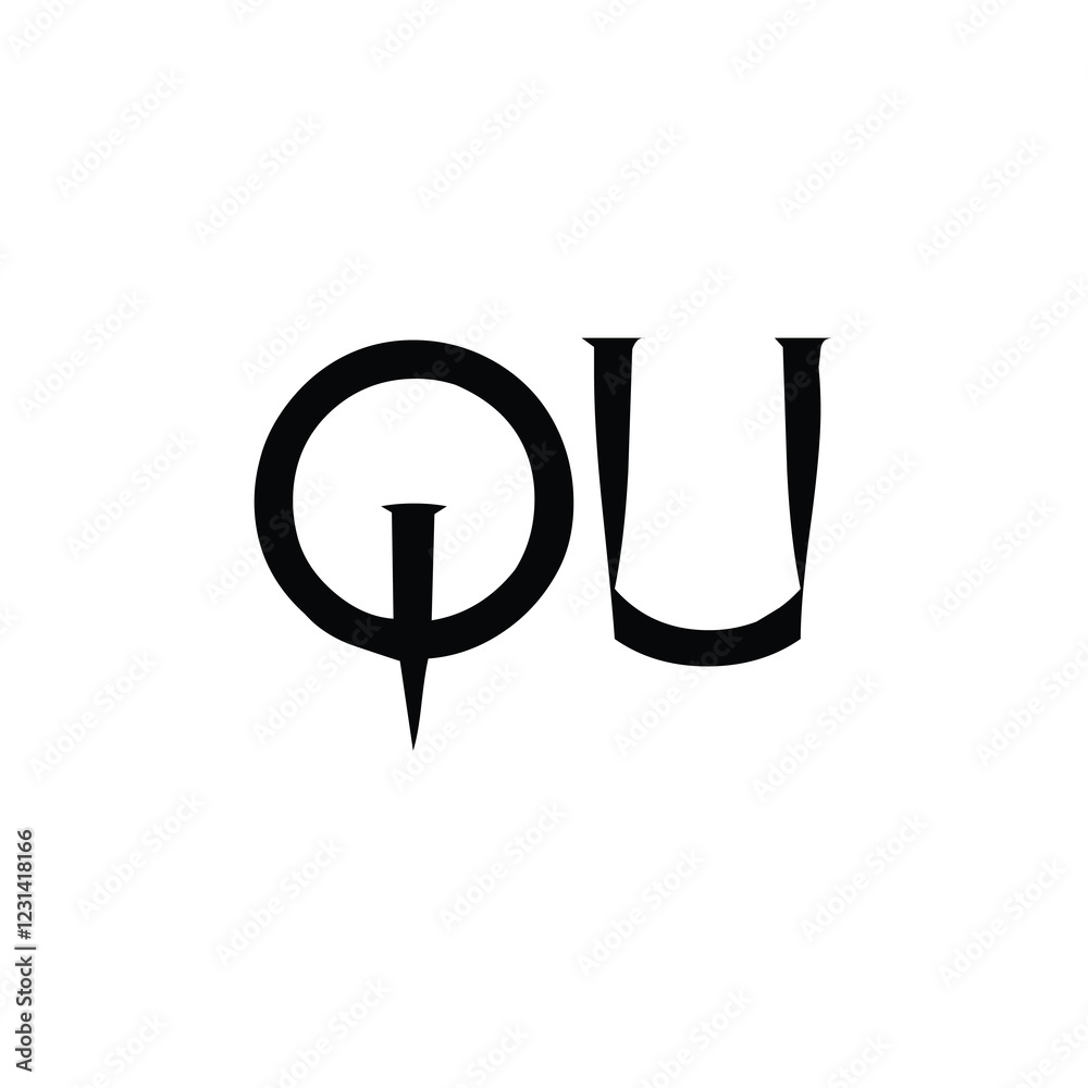QU monogram logo design letter text name symbol monochrome logotype alphabet character simple logo QU monogram logo design letter text name symbol monochrome logotype alphabet character simple logo