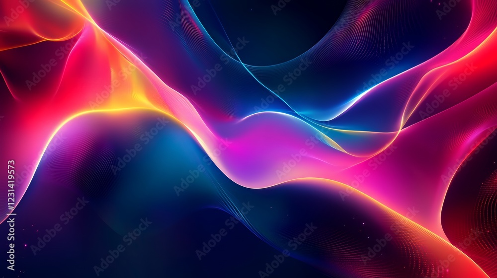 Abstract Colorful Waves Flowing Dynamically Across Dark Background Abstract Colorful Waves Flowing Dynamically Across Dark Background