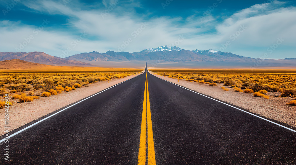 highway cutting through the desert with a dramatic sky and mountains in the distance highway cutting through the desert with a dramatic sky and mountains in the distance
