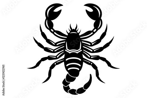 Scorpion Logo Icon in Silhouette Style with Raised Claws