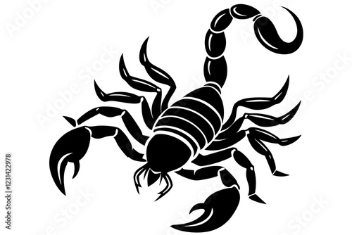 Scorpion Logo Icon in Silhouette Style with Raised Claws