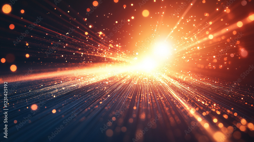 Fototapeta premium Red light shine creating an abstract overlay effect on a blurred background with a minimalistic bright tone and space for caption