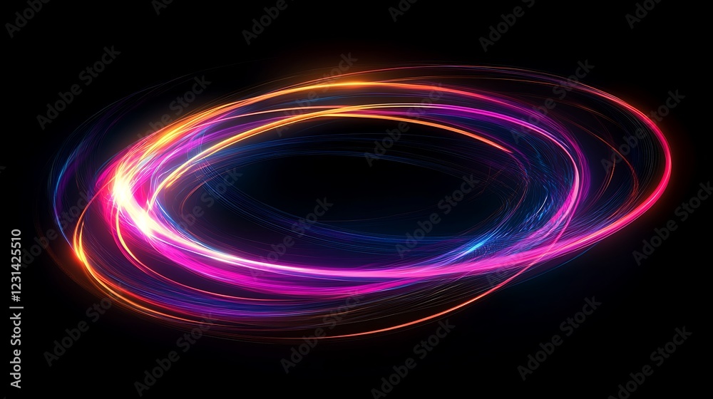 Dynamic Neon Circular Wave Pattern in Dark background Dynamic Neon Circular Wave Pattern in Dark background