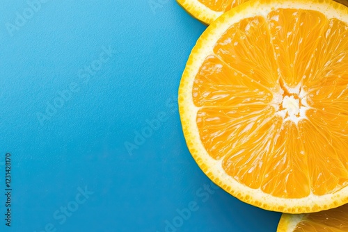 Wallpaper Mural Bright orange slices on vibrant blue background create refreshin Torontodigital.ca