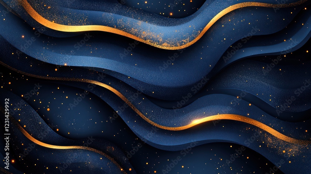 Navy blue gold waves sparkle backdrop design Navy blue gold waves sparkle backdrop design