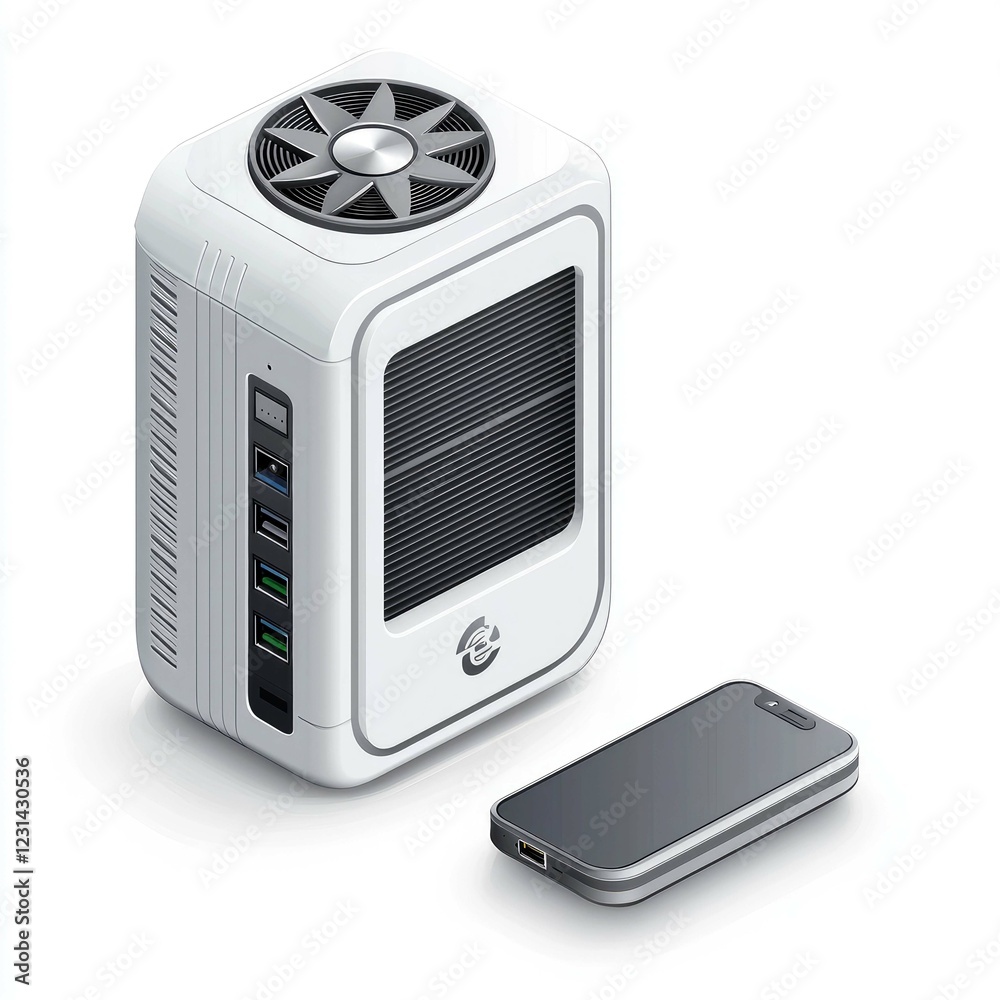 Fototapeta premium Futuristic Mobile Device with Integrated Cooling System: Compact and Powerful Technology