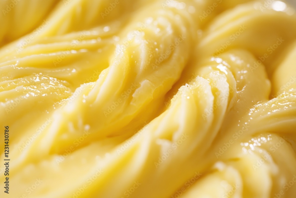 Close-up of creamy, swirled, yellow butter texture. Close-up of creamy, swirled, yellow butter texture.