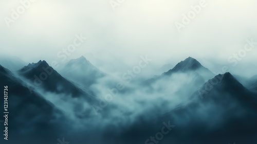 Wallpaper Mural Enigmatic Misty Mountain Landscape Panoramic View of Serene Rolling Hills in a Tranquil Ethereal Atmosphere Torontodigital.ca