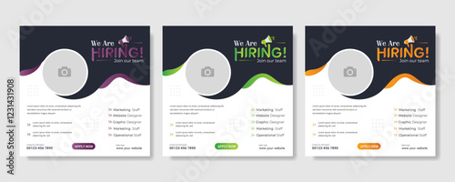 We are hiring. we're hiring creative concept. Hiring creative work. open vacancy design, Hiring social media poster design We are hiring join to the team. Hiring recruitment vector creative design 