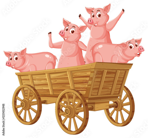 Pigs in a Wooden Cart
