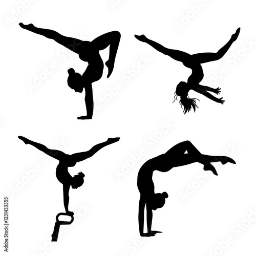 Dynamic Gymnast Silhouette Collection.ai