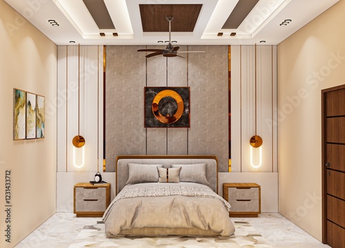 Wallpaper Mural Cozy and Modern Bedroom Oasis with Artwork and Soft Lighting Torontodigital.ca