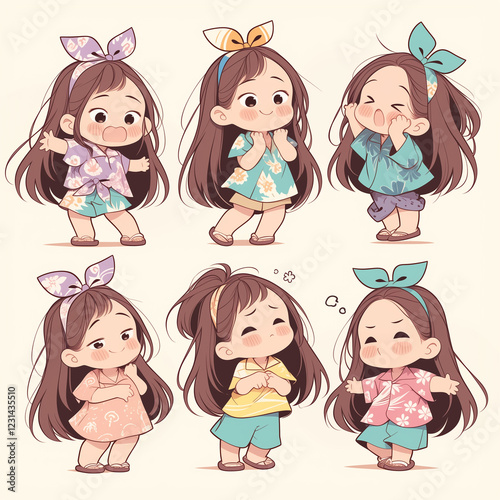 Jumping Joy: Q-version Leap of Happiness, Can be used to design products such as clothes, bags, stickers, etc.
