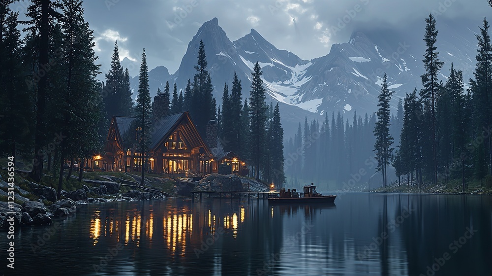 Obraz premium Emerald Lake Lodge: The Only Property on a Secluded Lake