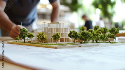 Engineers ensuring compliance with green building standards for a sustainable factory.