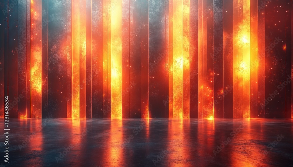 Naklejka premium Abstract Composition with Vertical Lines Metallic Stripes Soft Lighting Fluid Movement Minimalist