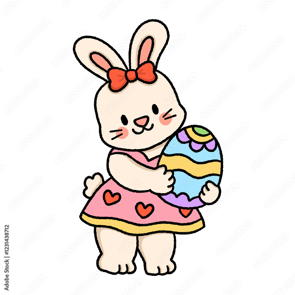 Obraz premium Easter eggs celebration , Cute bunny rabbits with Easter eggs . Easter day