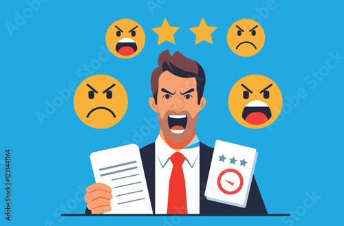 Expressing customer satisfaction. Man giving feedback with a positive emoticon, emphasizing the importance of user experience and service quality.