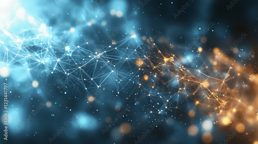 Obraz premium Global business network with glowing nodes and lines, symbolizing modern corporate connectivity and innovation.