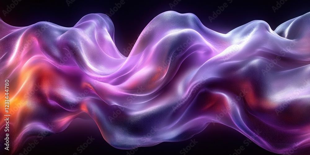 Obraz premium Abstract Purple and Silver Waves with Soft Backlighting