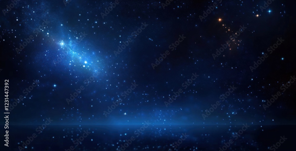 Fototapeta premium Starry Night Sky Illustration Ethereal Atmosphere Soft Blue Tones Surrealism