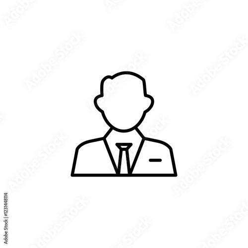 Businessman icon vector in line stroke on white background