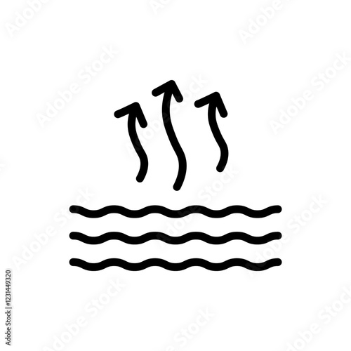 Evaporation icon vector in line stroke on white background