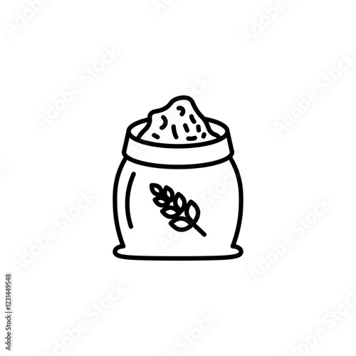 Flour bag icon vector in line stroke on white background