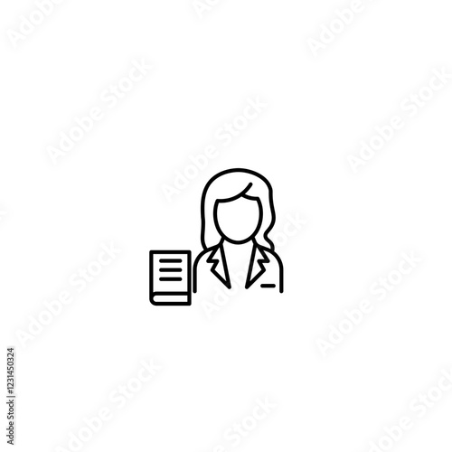 Librarian icon vector in line stroke on white background