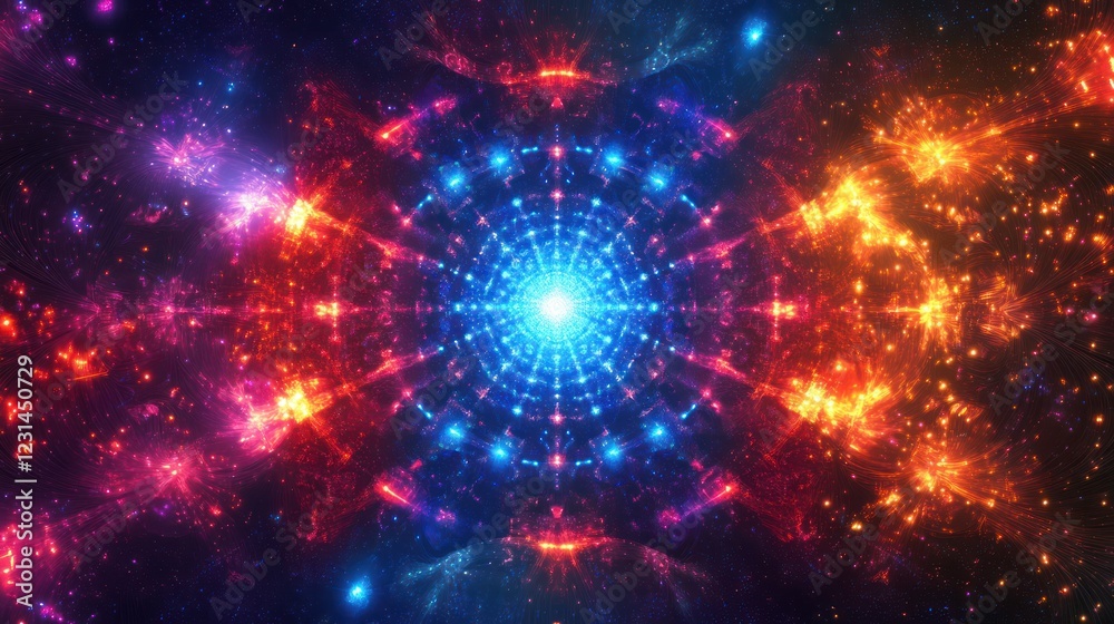 Fototapeta premium Cosmic Mandala Energy Vortex, Nebula Background, Sci-Fi Design