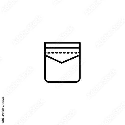 Pocket icon vector in line stroke on white background