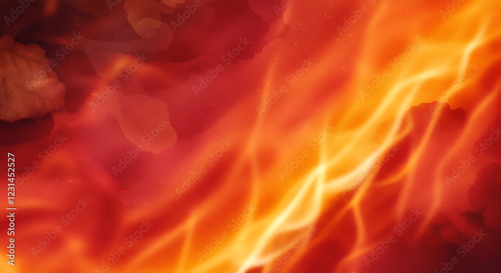 Fototapeta premium Fiery Inferno Abstract Background: Intense Orange and Red Flames Burning Brightly