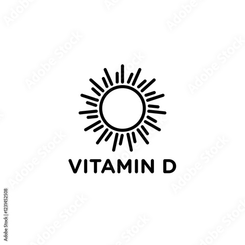 Vitamin d icon vector in line stroke on white background