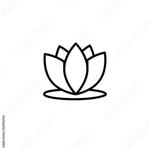 Water lily icon vector in line stroke on white background