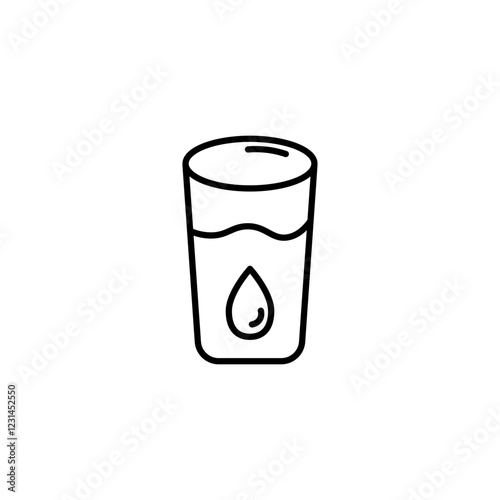 Water glass icon vector in line stroke on white background