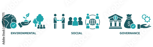 ESG icon set illustration concept with icon of environmental, social, governance 