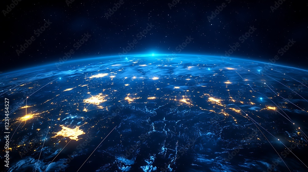 Earth from Space with Global Network Connections Earth from Space with Global Network Connections