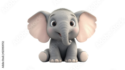 Obraz na płótnie Cute cartoon elephant sitting happily with big ears and a joyful expression in a playful environment w salonie