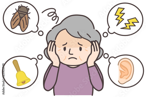 耳鳴りや騒音が気になる人物のイラスト