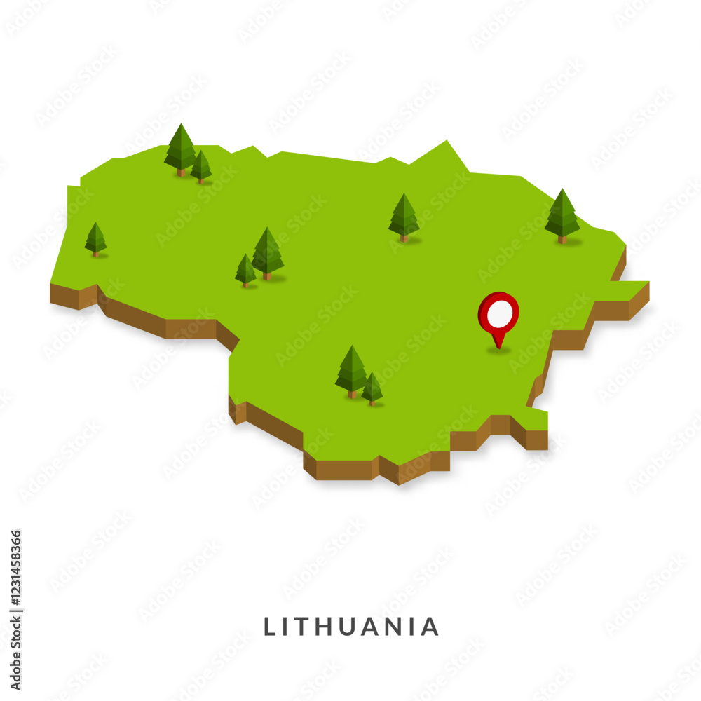 Isometric Map of Lithuania. Simple 3D Map. Vector Illustration - EPS 10 Vector Isometric Map of Lithuania. Simple 3D Map. Vector Illustration - EPS 10 Vector