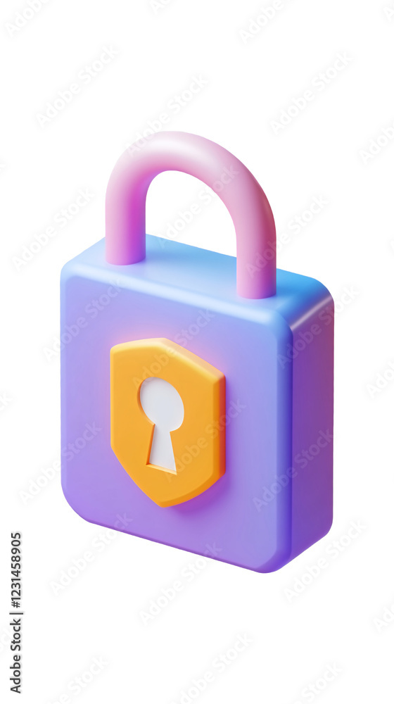 Purple padlock, security, digital safety, 3D render, online protection isolated on transparent or white background. Generative ai Purple padlock, security, digital safety, 3D render, online protection isolated on transparent or white background. Generative ai