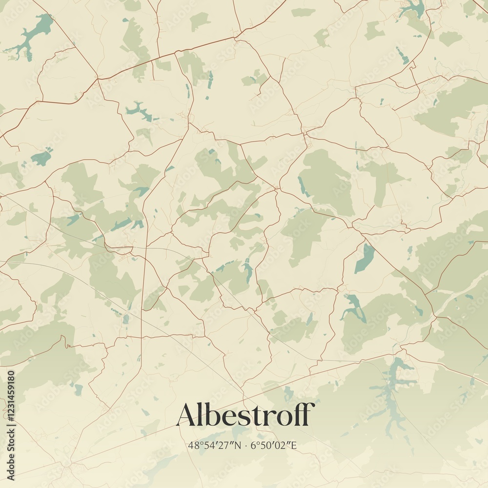 Obraz premium Retro map of Albestroff, Grand Est, France. Vintage street map.