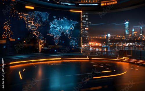 Modern Breaking News Studio Set Graphic
