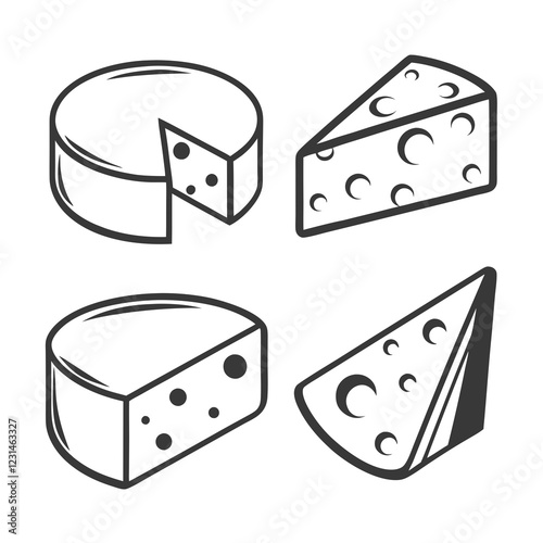 Cheese Vector Illustration Bundle set.