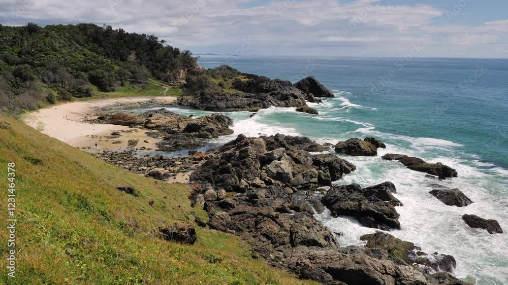 View looking North from Tacking Point Lighthouse, Port Macquarie on a sunny day. View looking North from Tacking Point Lighthouse, Port Macquarie on a sunny day.