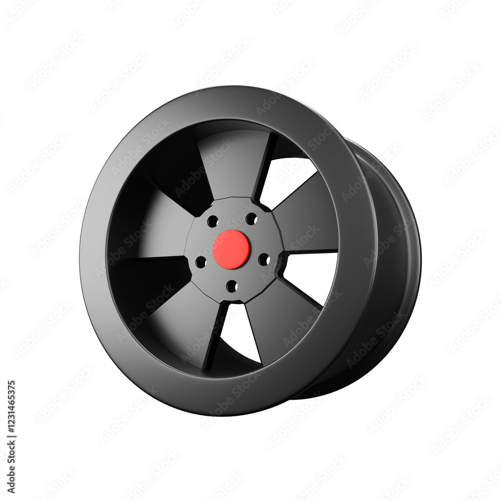 Obraz premium 3D Black Car Wheel Front View