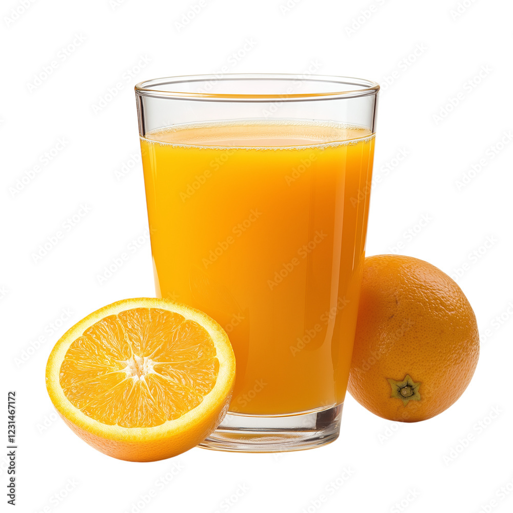 glass with orange juice isolated on transparent background Generative Ai. glass with orange juice isolated on transparent background Generative Ai.