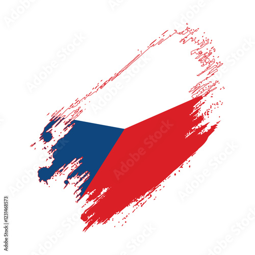Flag of Czech Republic Grunge Brush Stroke Style Vector